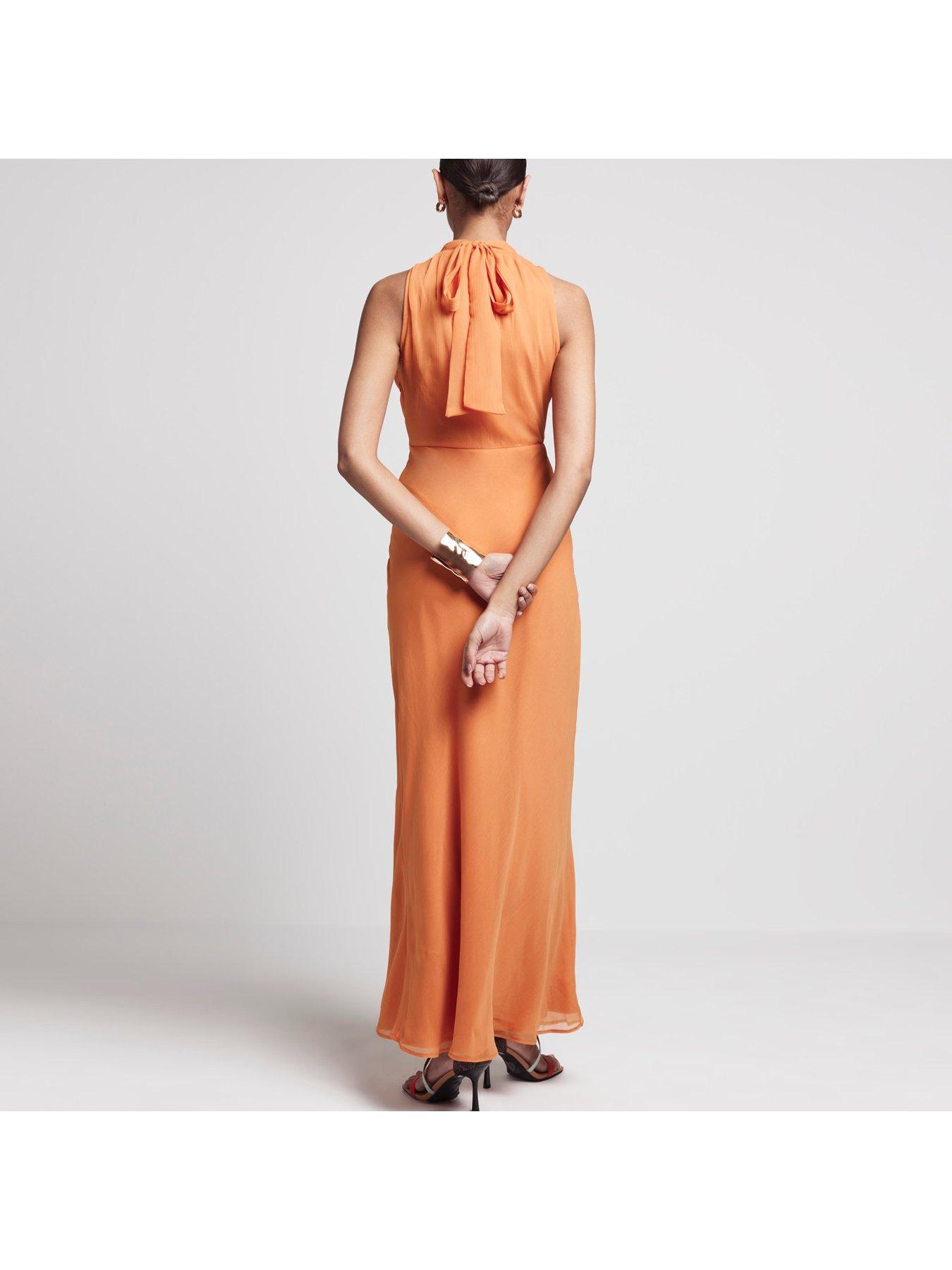 River Island Corsage High Neck Maxi Dress Rust Very