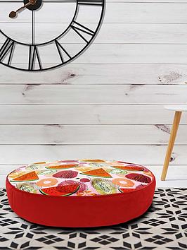 Product photograph of Rucomfy Tooty Fruity Indoor Outdoor Round Floor Cushion from very.co.uk