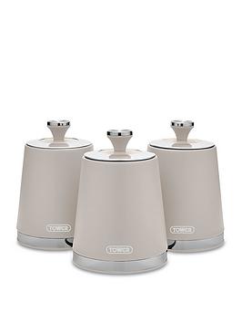 Product photograph of Tower Cavaletto Set Of 3 Canisters - Latte from very.co.uk