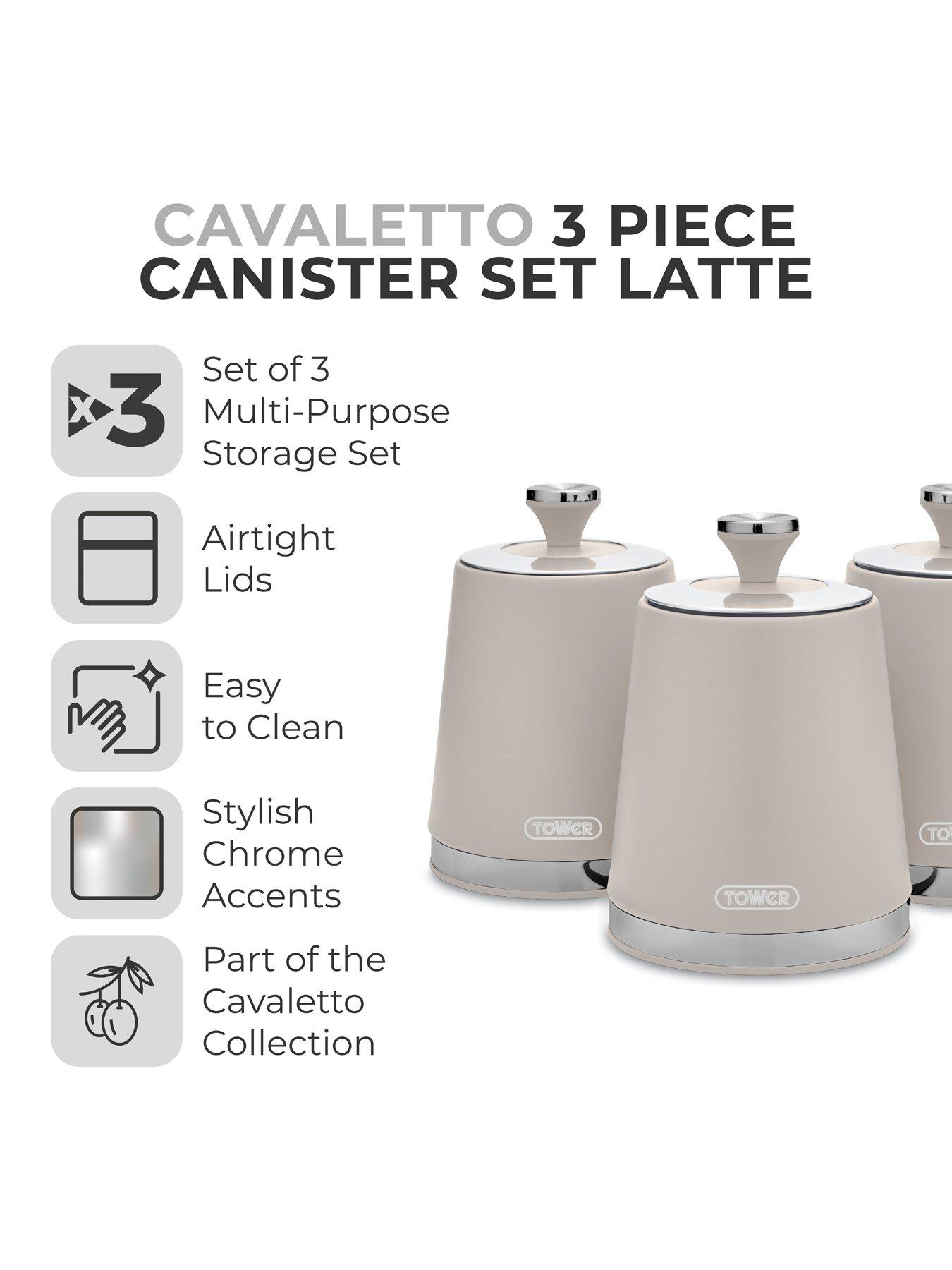 Image 2 of 7 of Tower Cavaletto Set Of 3 Canisters - Latte