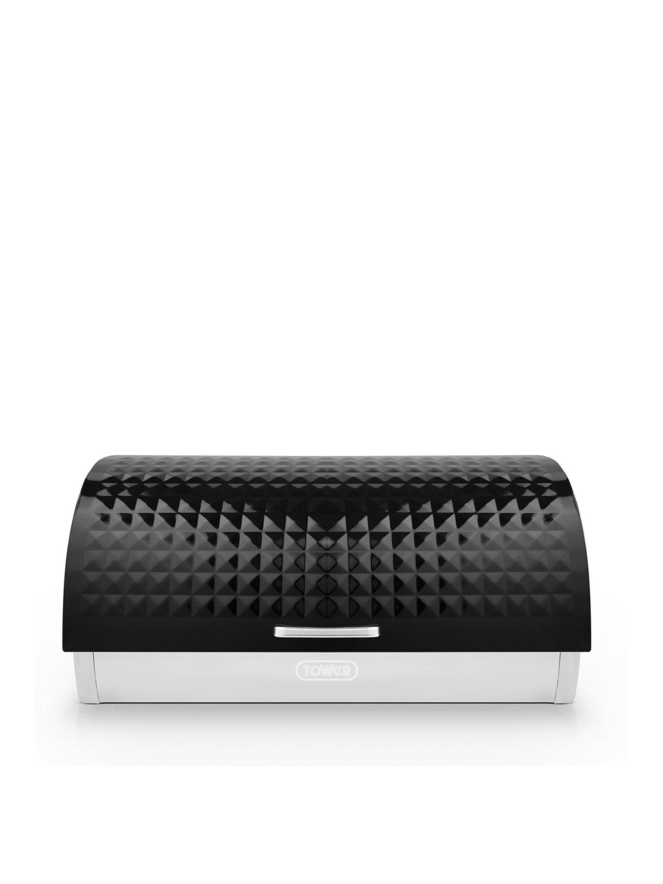 Product photograph of Tower Solitaire Bread Bin - Black from very.co.uk