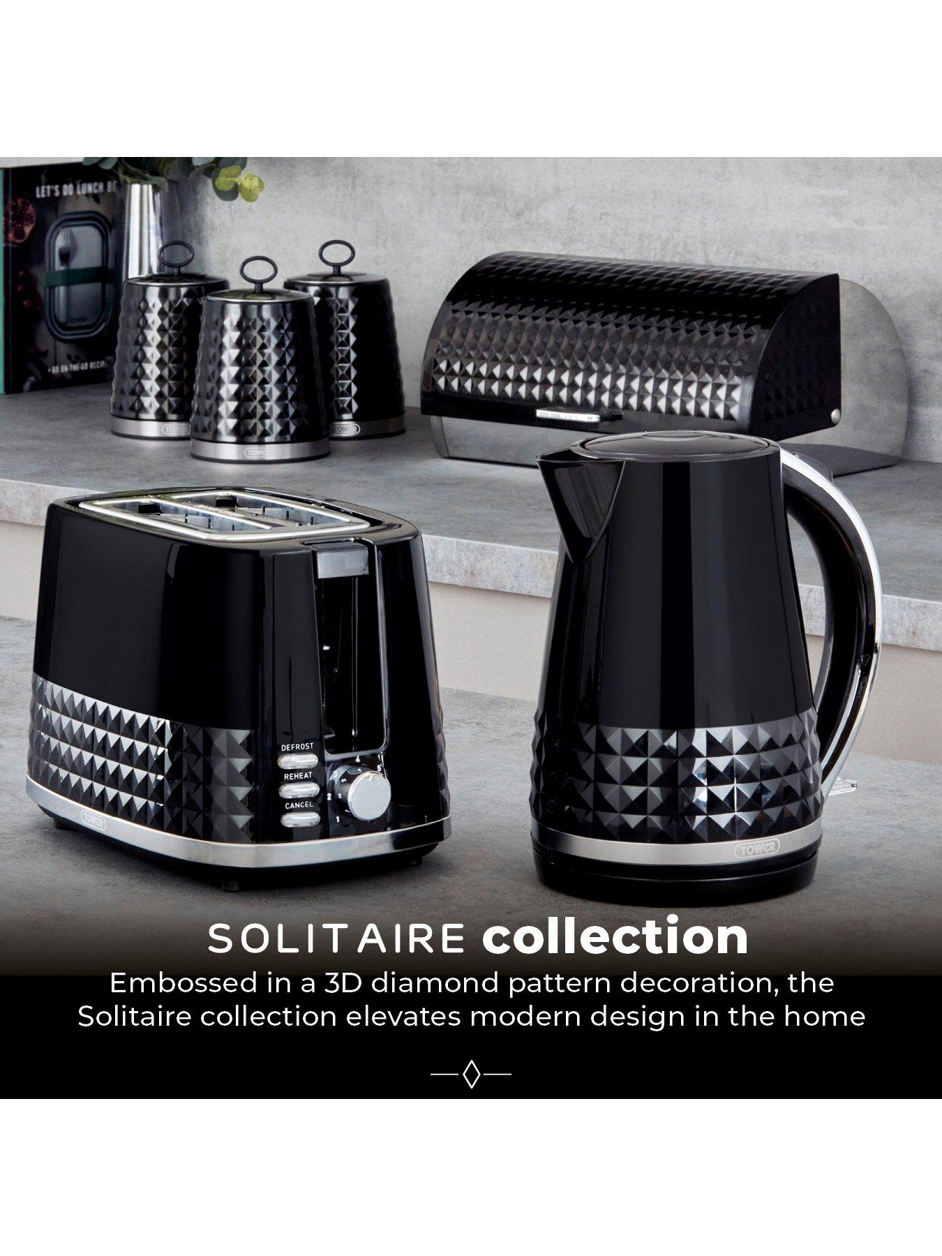 Image 7 of 7 of Tower Solitaire Set of 3 Black Storage Canisters