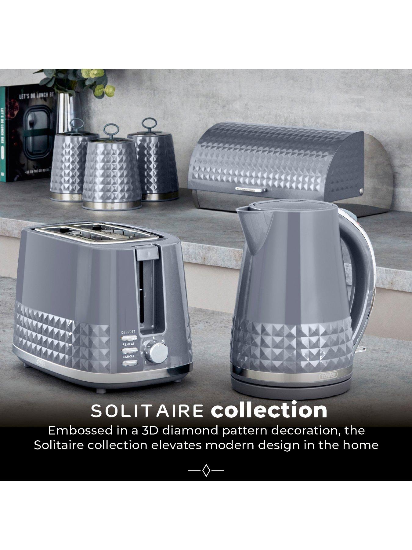 Image 7 of 7 of Tower Solitaire Set of 3 Grey Storage Canisters
