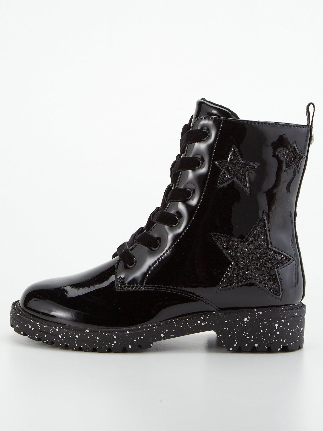 undefined Star Lace Up Boot - Black