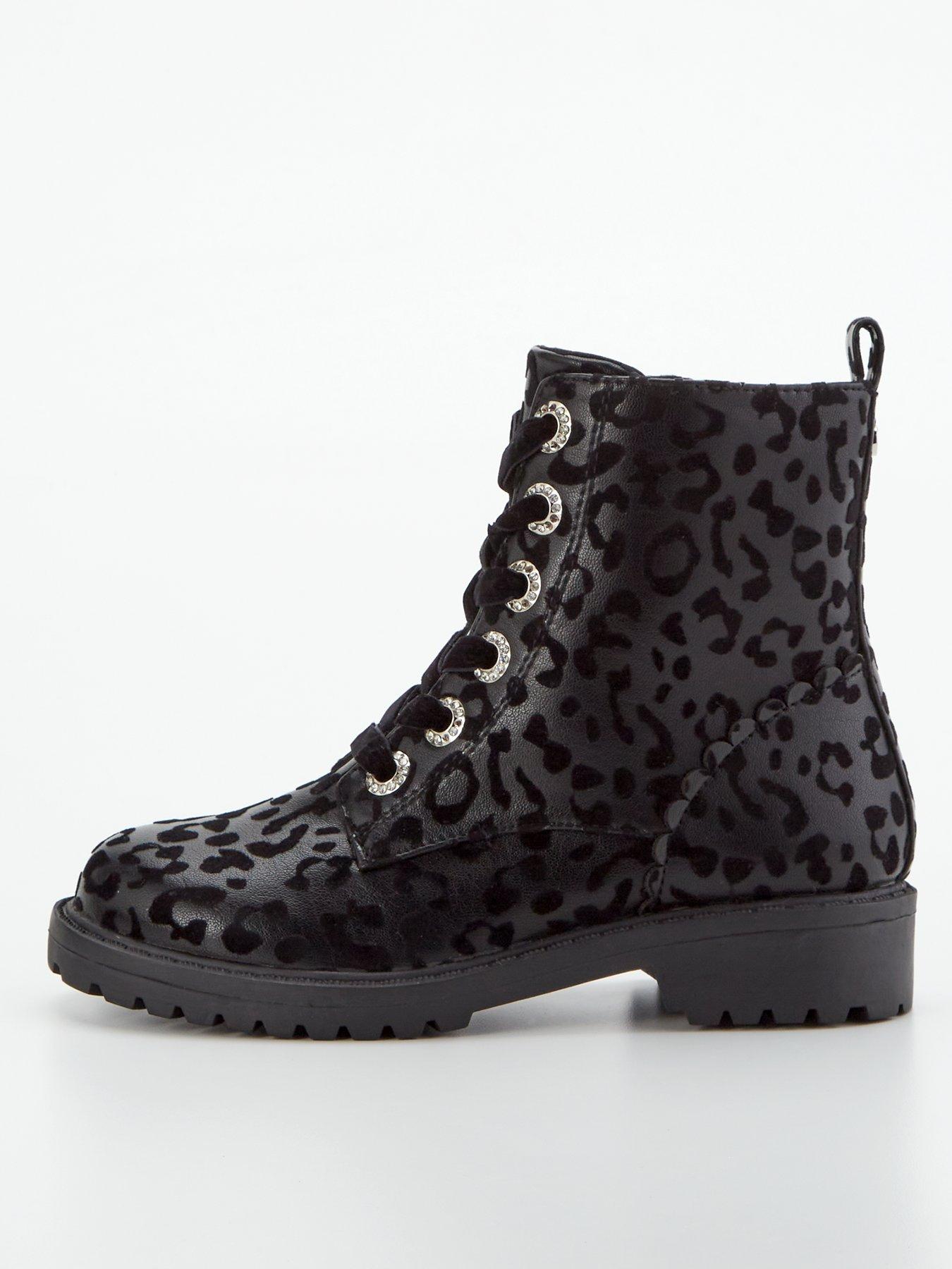 undefined Leopard Lace Up Boot - Black