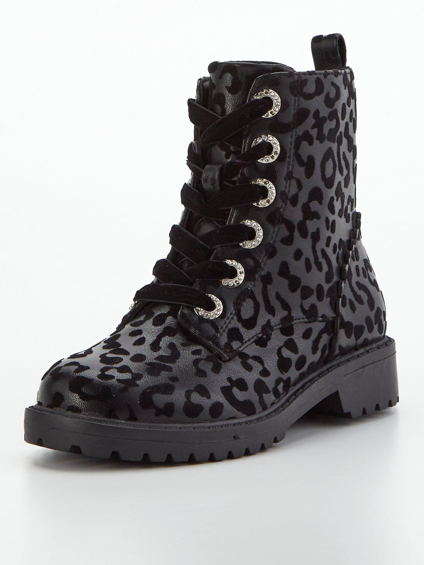 Leopard lace up boots hotsell