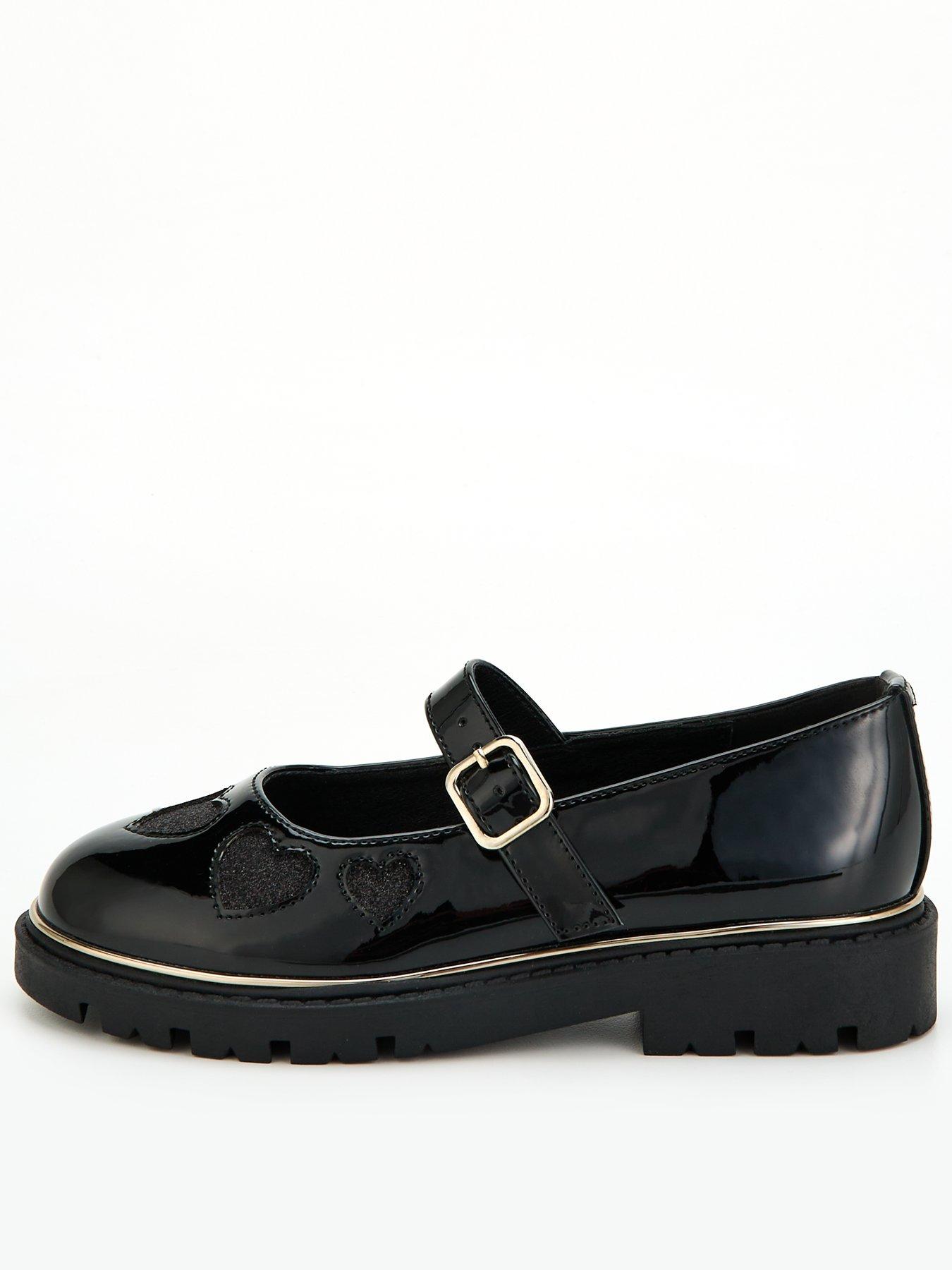 undefined Girls Heart Mary Jane School Shoe - Black