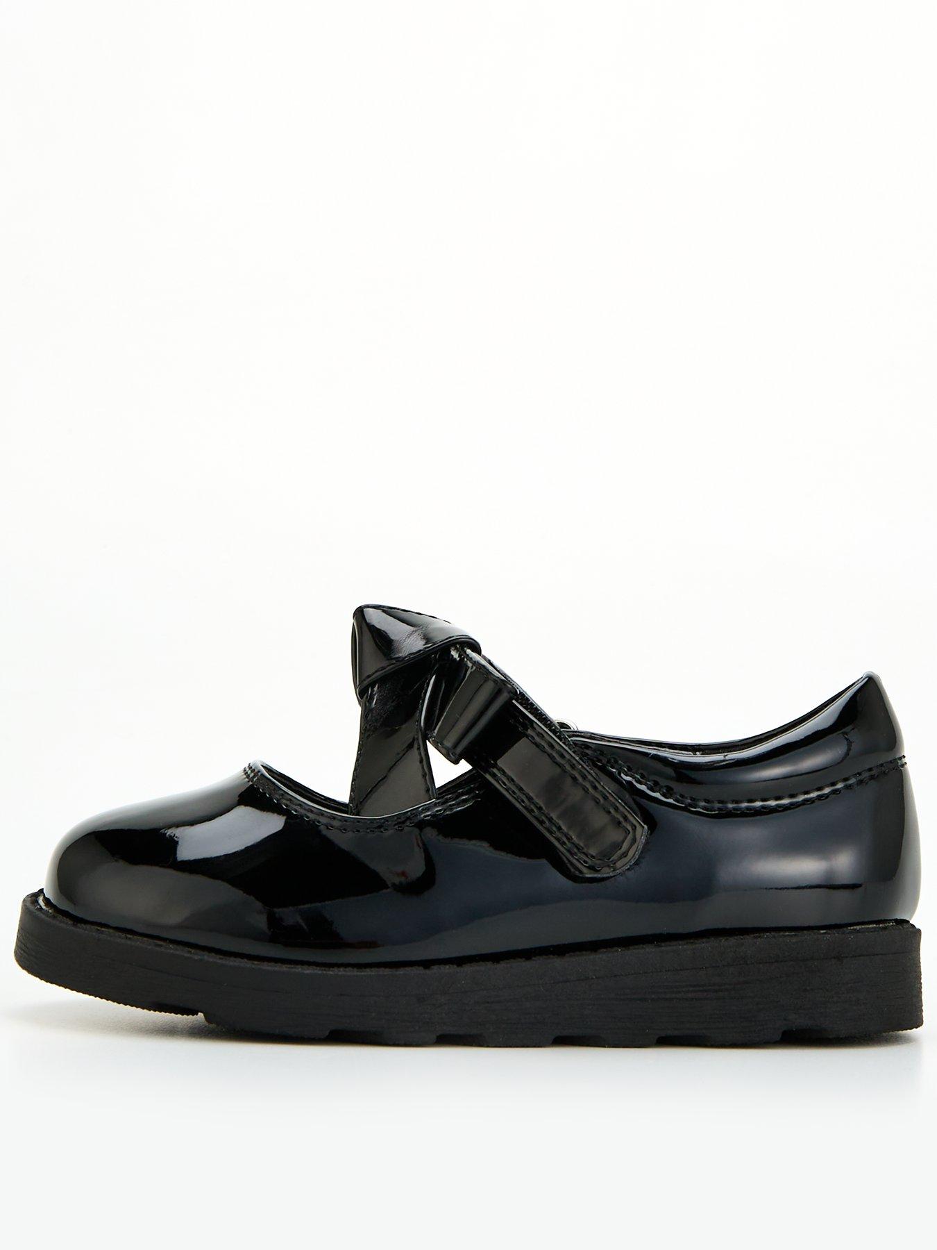 undefined Younger Girls Patent Mary Jane Bow Shoe - Black