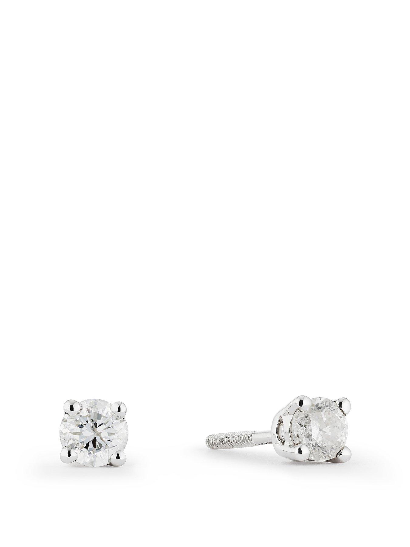 Product photograph of H Samuel 9ct White Gold Amp 0 25ct Diamond Solitaire Stud Earrings from very.co.uk