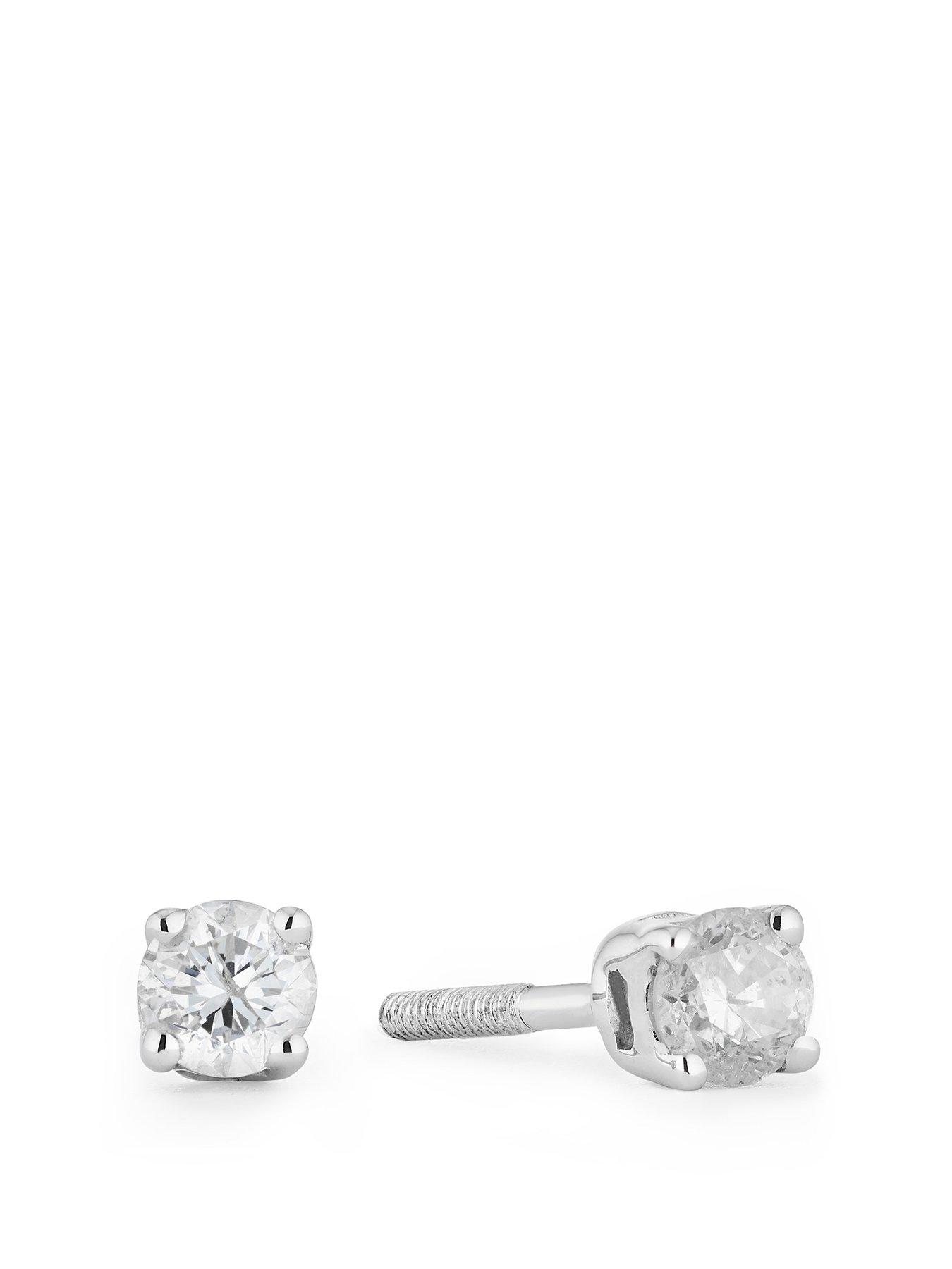 Product photograph of H Samuel 9ct White Gold Earrings 0 15ct Diamond Stud Earrings from very.co.uk