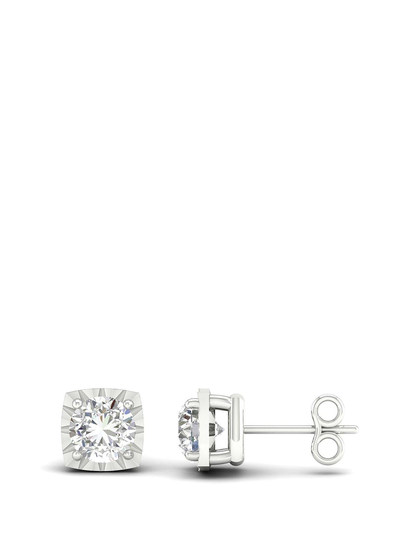 Product photograph of H Samuel 9ct White Gold 0 25ct Diamond Stud Earrings from very.co.uk