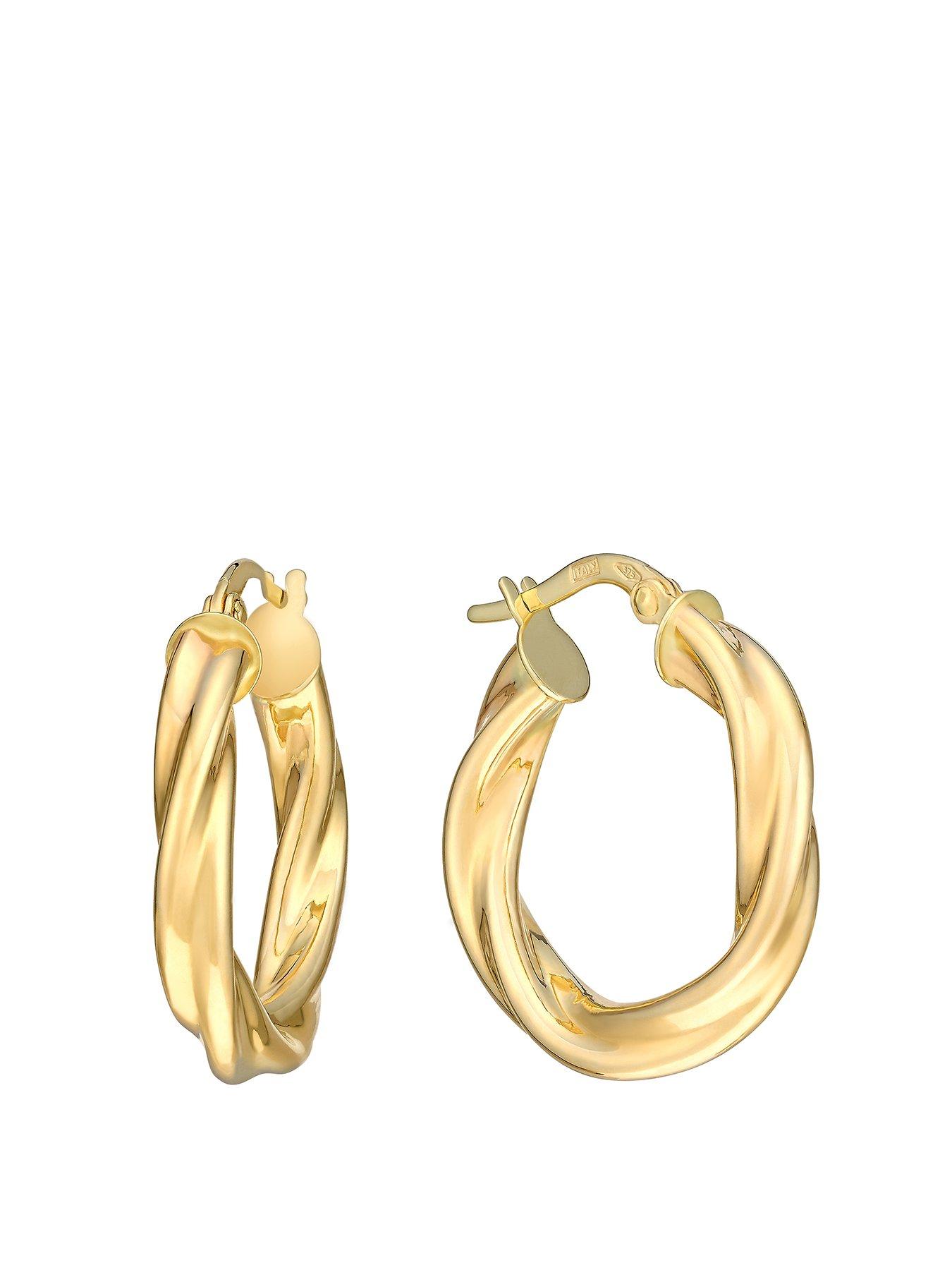 Product photograph of H Samuel 9ct Yellow Gold 15mm Twist Hoop Earrings from very.co.uk