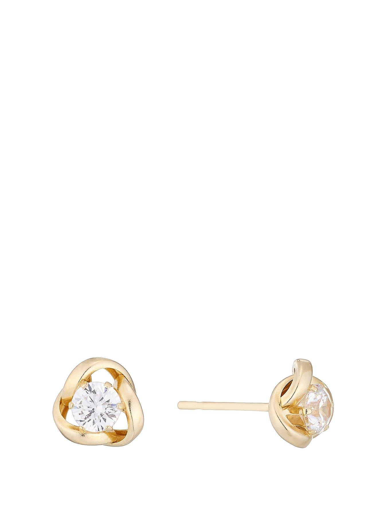 Product photograph of H Samuel 9ct Cubic Zirconia Knot Stud Earrings from very.co.uk