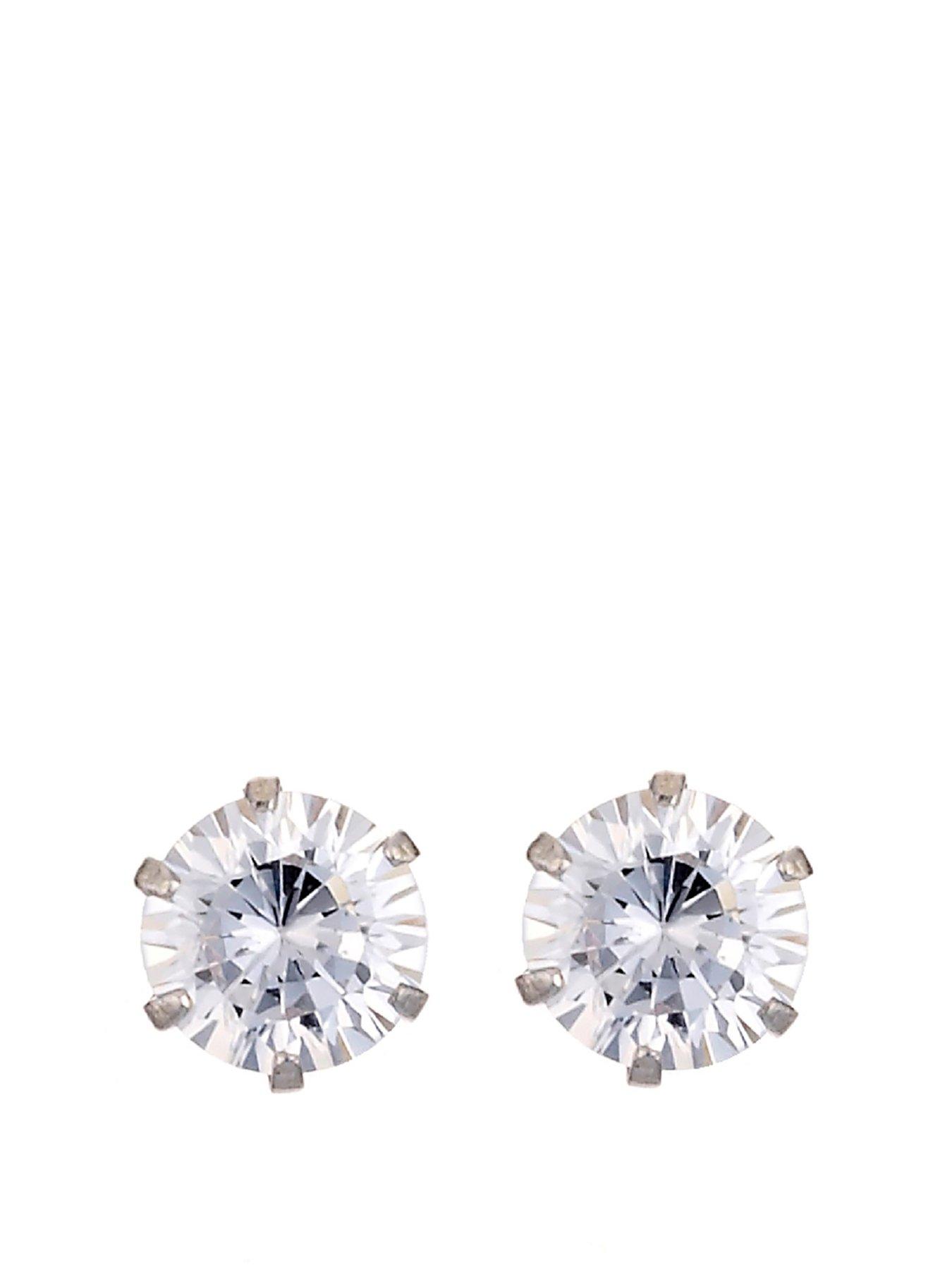 H. Samuel 9ct White Gold Earrings. Cubic Zirconia 5mm Stud Earrings