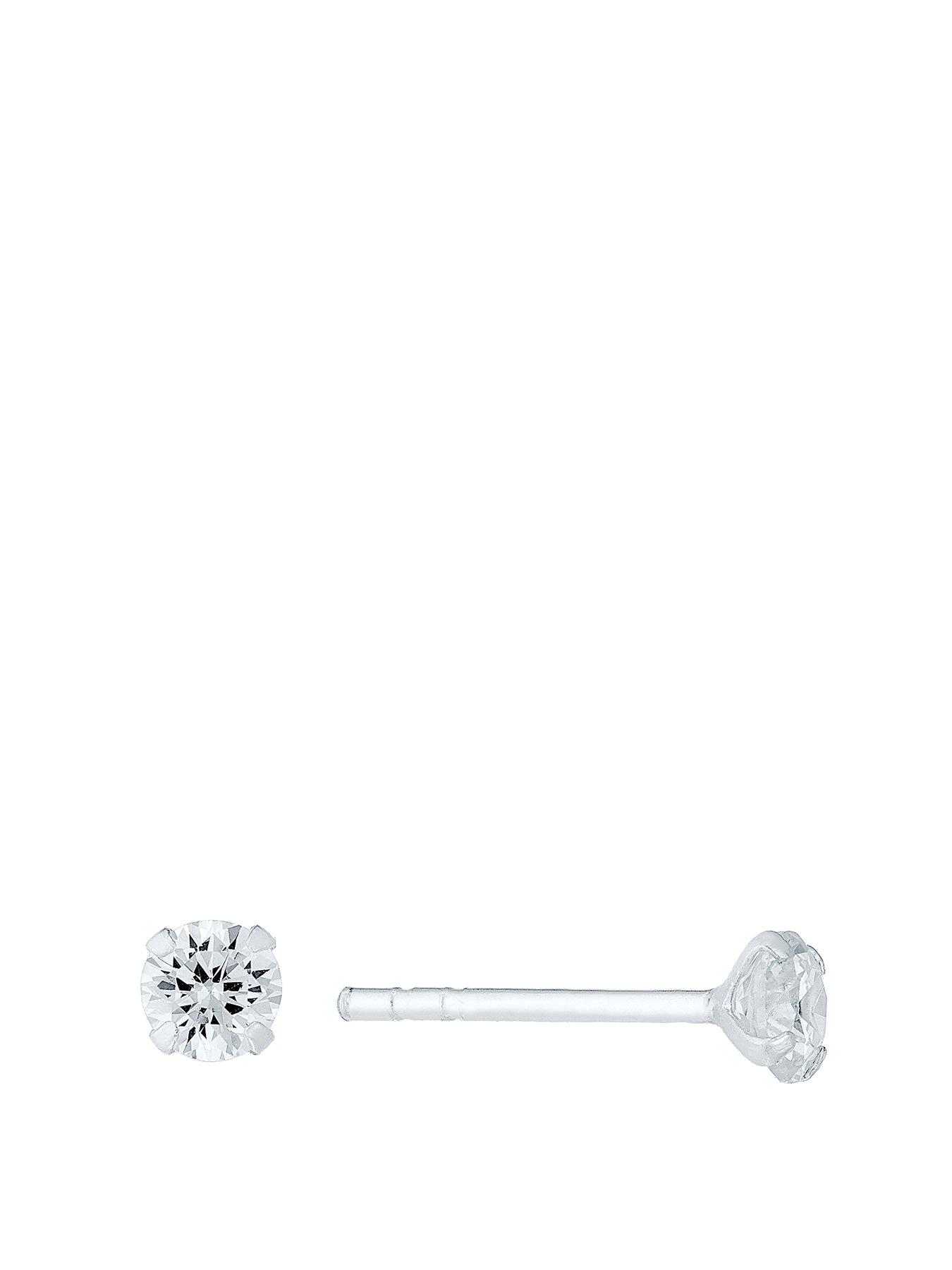 H. Samuel Sterling Silver Earrings. Cubic Zirconia 4mm Stud Earrings