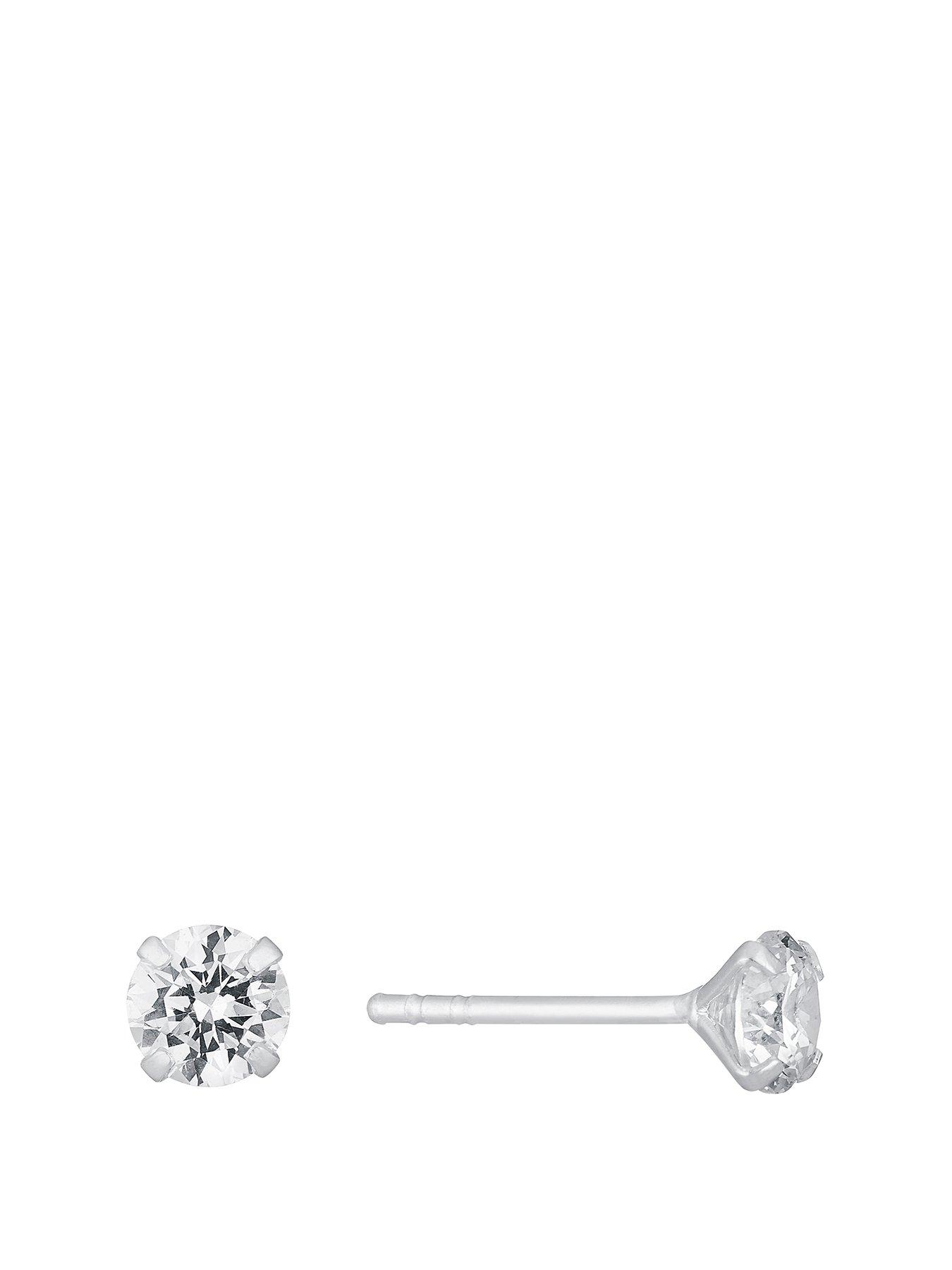 Product photograph of H Samuel Silver 5mm Cubic Zirconia Set Studs from very.co.uk