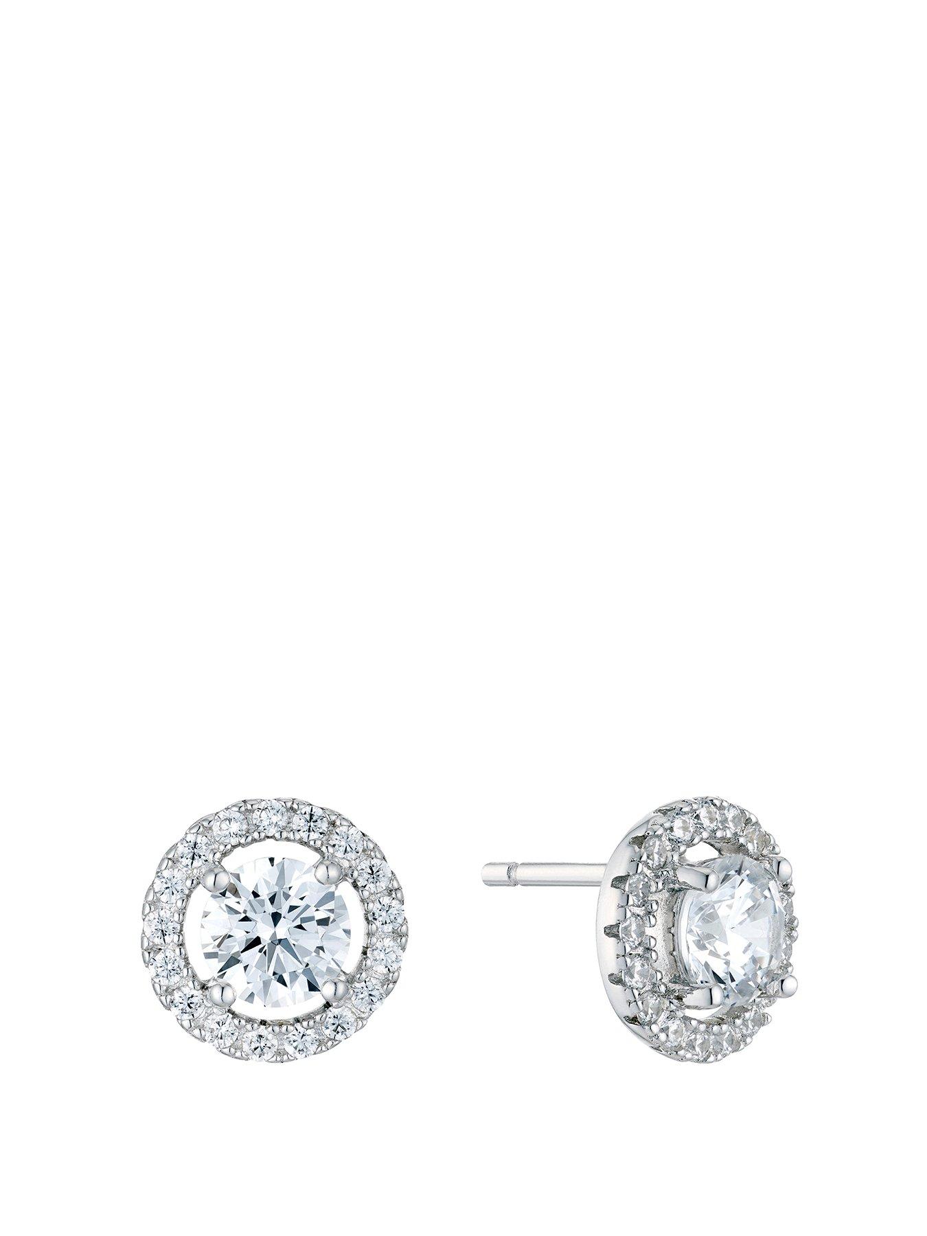 Product photograph of H Samuel Silver Cubic Zirconia Halo Studs from very.co.uk