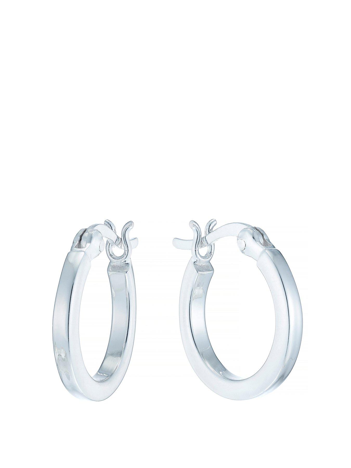 Product photograph of H Samuel Silver Small Flat Hoop 11mm from very.co.uk