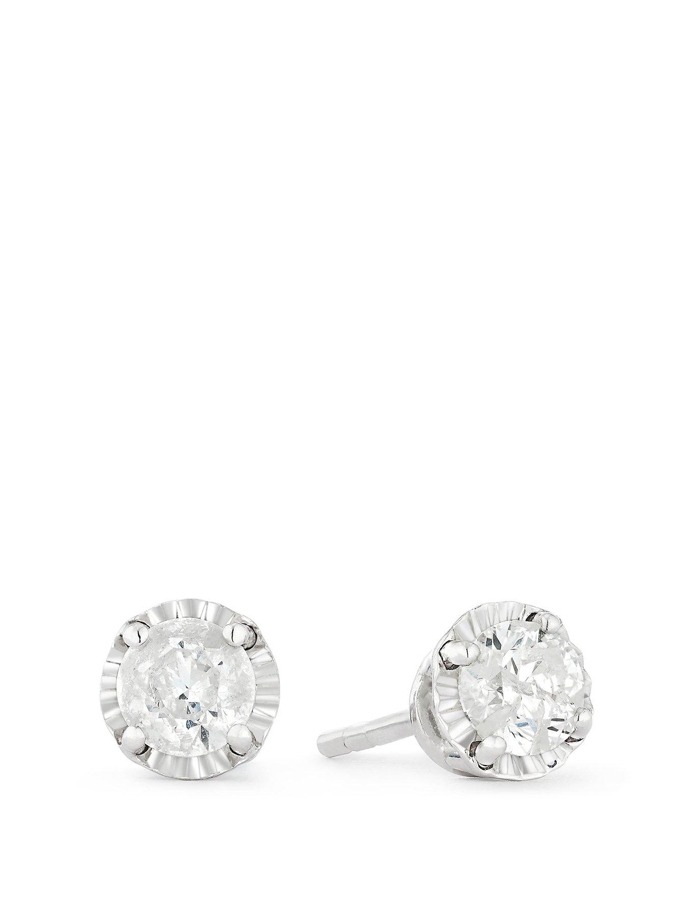 Product photograph of H Samuel 9ct White Gold 0 40ct Diamond Stud Earrings from very.co.uk