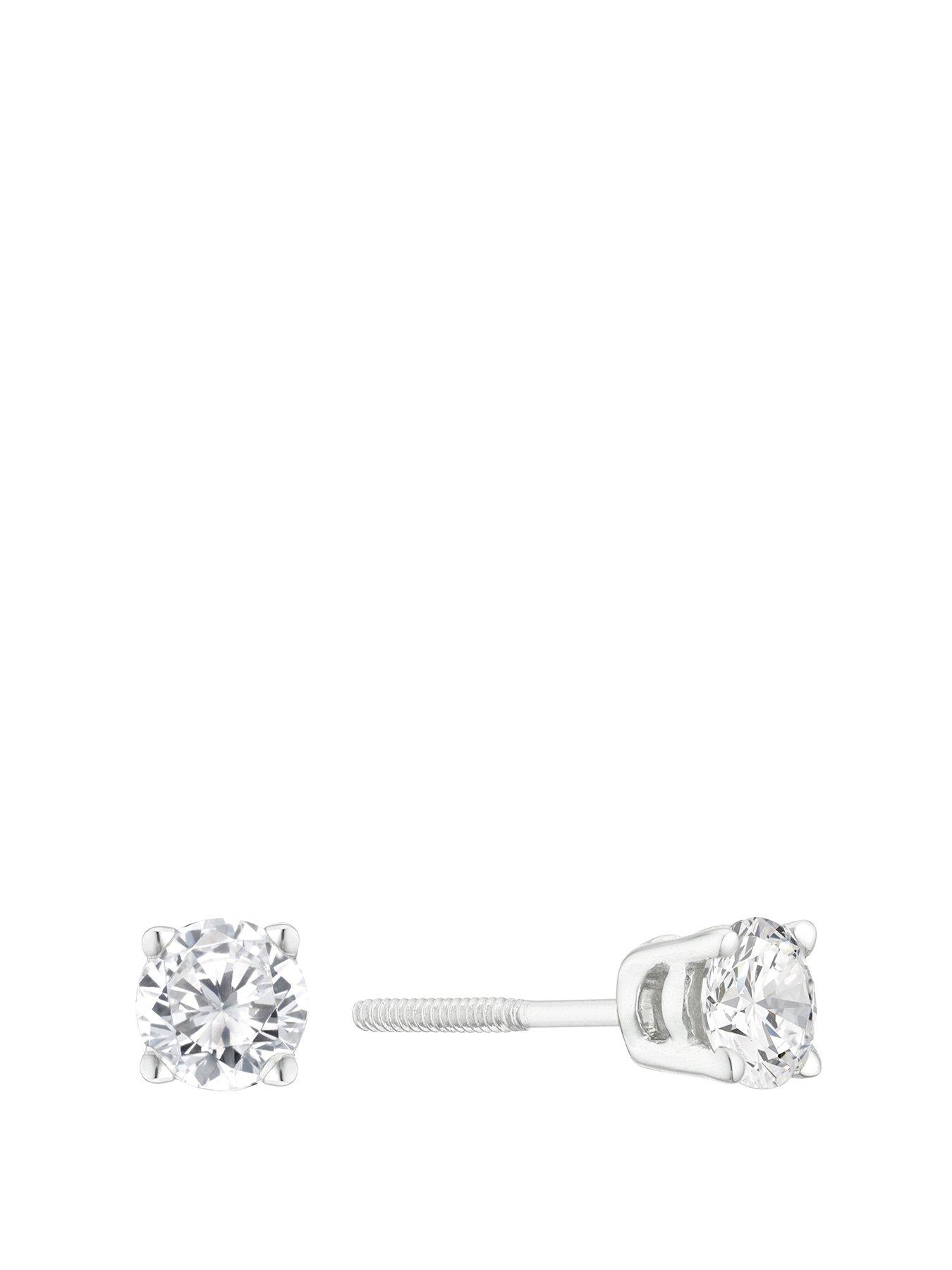 Product photograph of H Samuel 9ct White Gold 0 50ct Diamond Solitaire Stud Earrings from very.co.uk