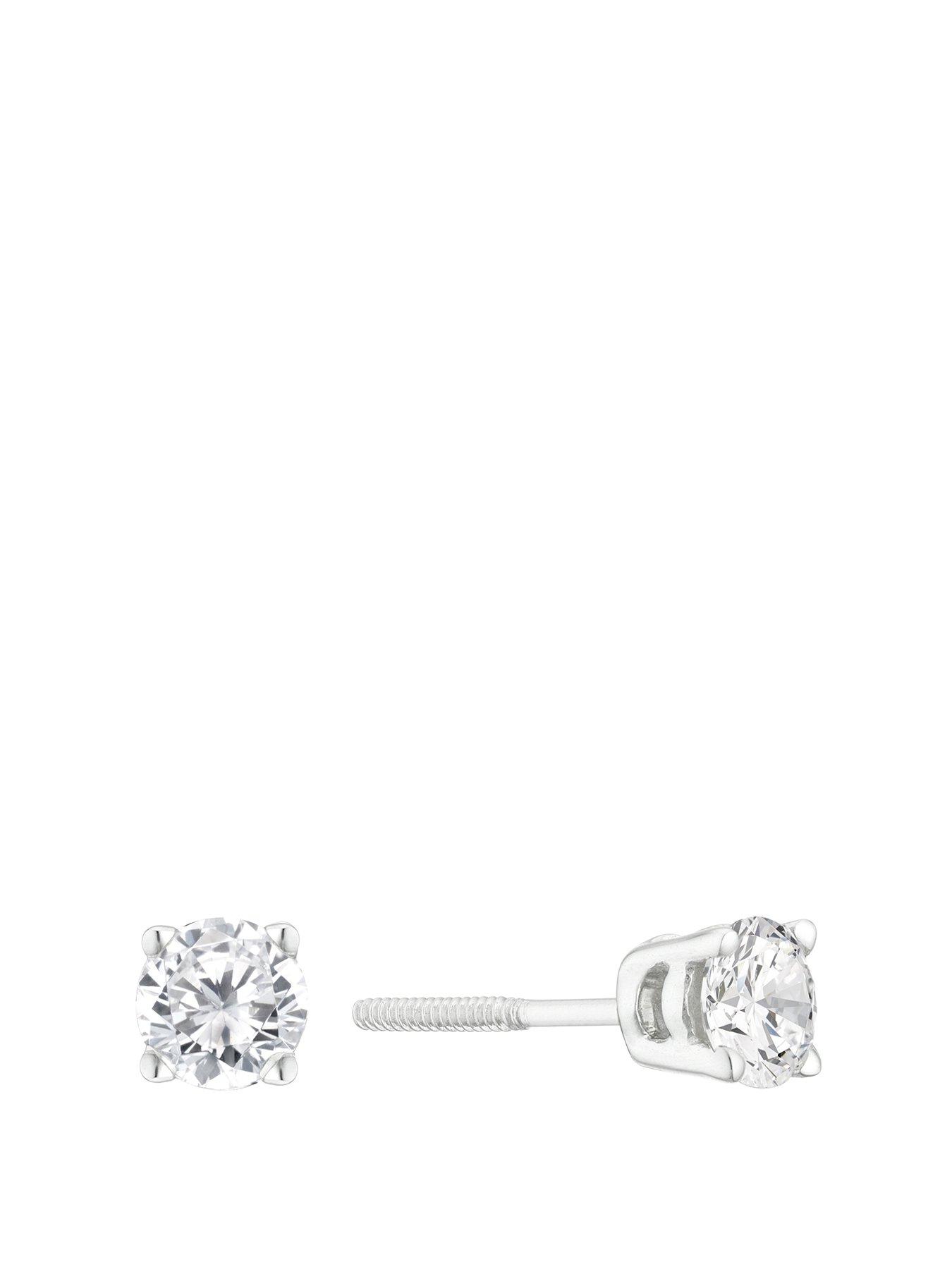 undefined 9ct White Gold Earrings. 0.50ct Diamond Solitaire Stud Earrings