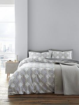 Product photograph of Bianca Atticus Geometric 100 Cotton Duvet Cover Set from very.co.uk