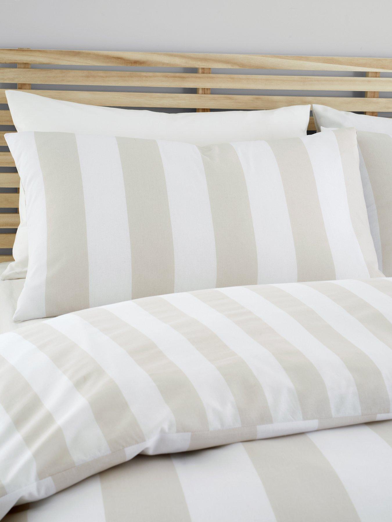 Catherine Lansfield Cove Stripe Duvet Set - Db - Natural | Very.co.uk