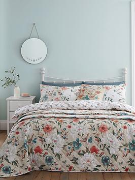 Product photograph of Catherine Lansfield Pippa Floral Birds Duvet Cover Set from very.co.uk