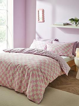 Product photograph of Sassy B Checkerboard Wave Duvet Cover Set from very.co.uk