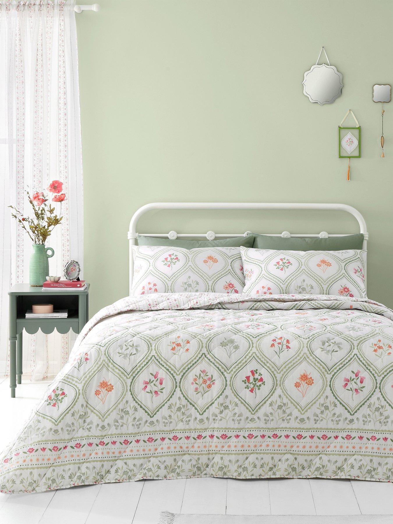 Catherine Lansfield Cameo Floral Bedspread Throw | Very.co.uk