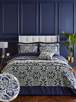 Product photograph of Catherine Lansfield Flock Trellis Duvet Cover Set from very.co.uk