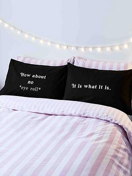 Product photograph of Sassy B How About No Pillowcase Pair - Black from very.co.uk