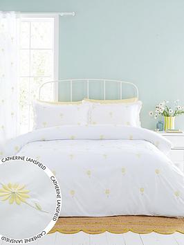 Product photograph of Catherine Lansfield Lorna Embroidered Daisy Duvet Cover Set from very.co.uk