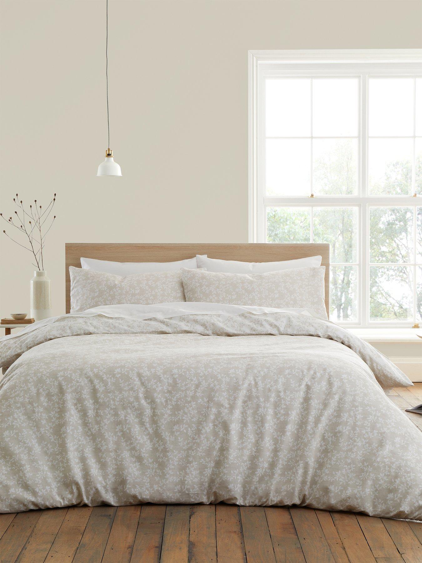 Product photograph of Bianca Shadow Leaves Natural 100 Cotton Duvet Set from very.co.uk