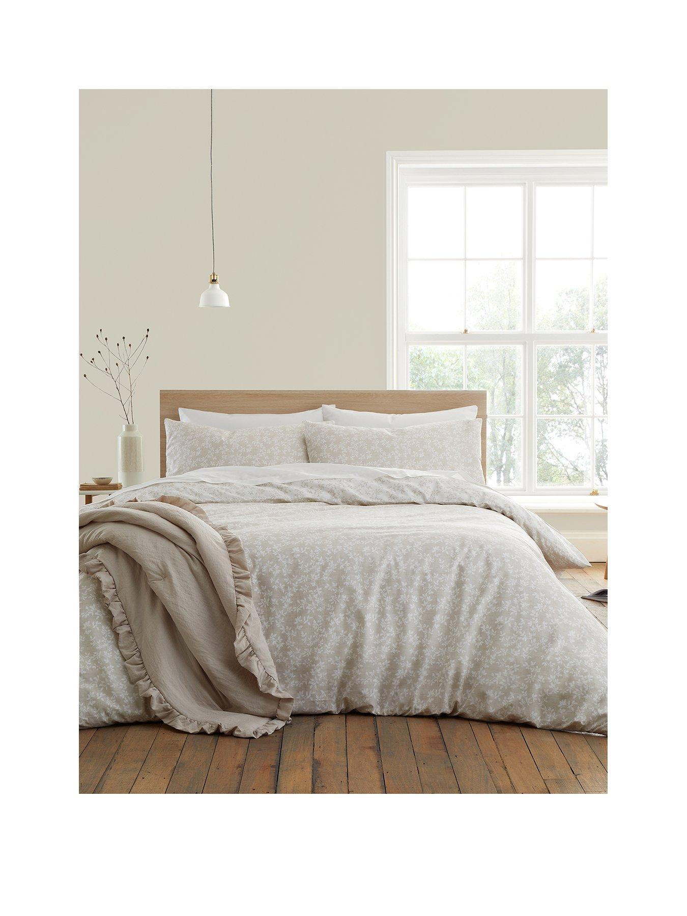 Image 2 of 6 of Bianca Shadow Leaves Natural 100% Cotton Duvet Set
