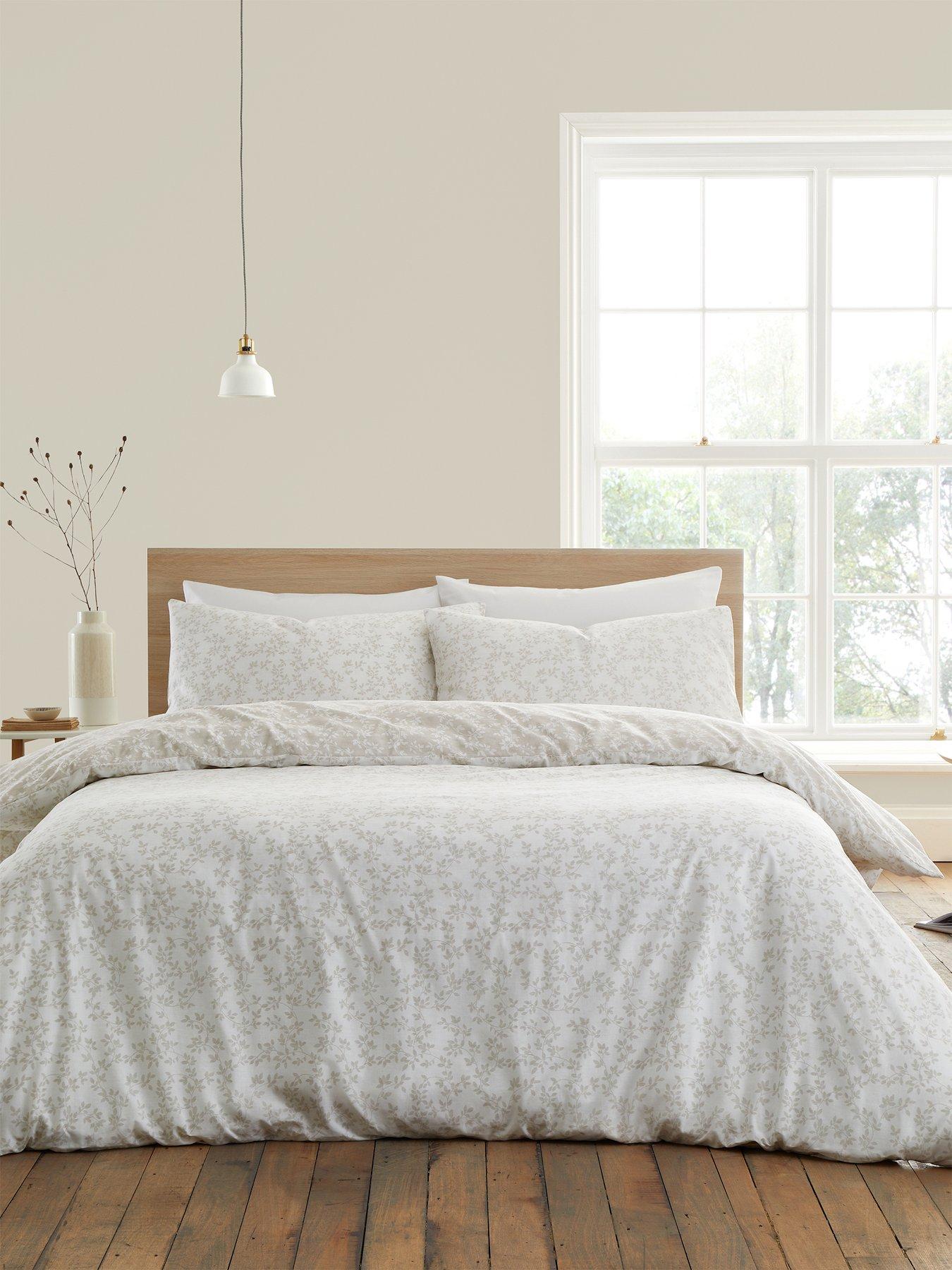 Image 4 of 6 of Bianca Shadow Leaves Natural 100% Cotton Duvet Set