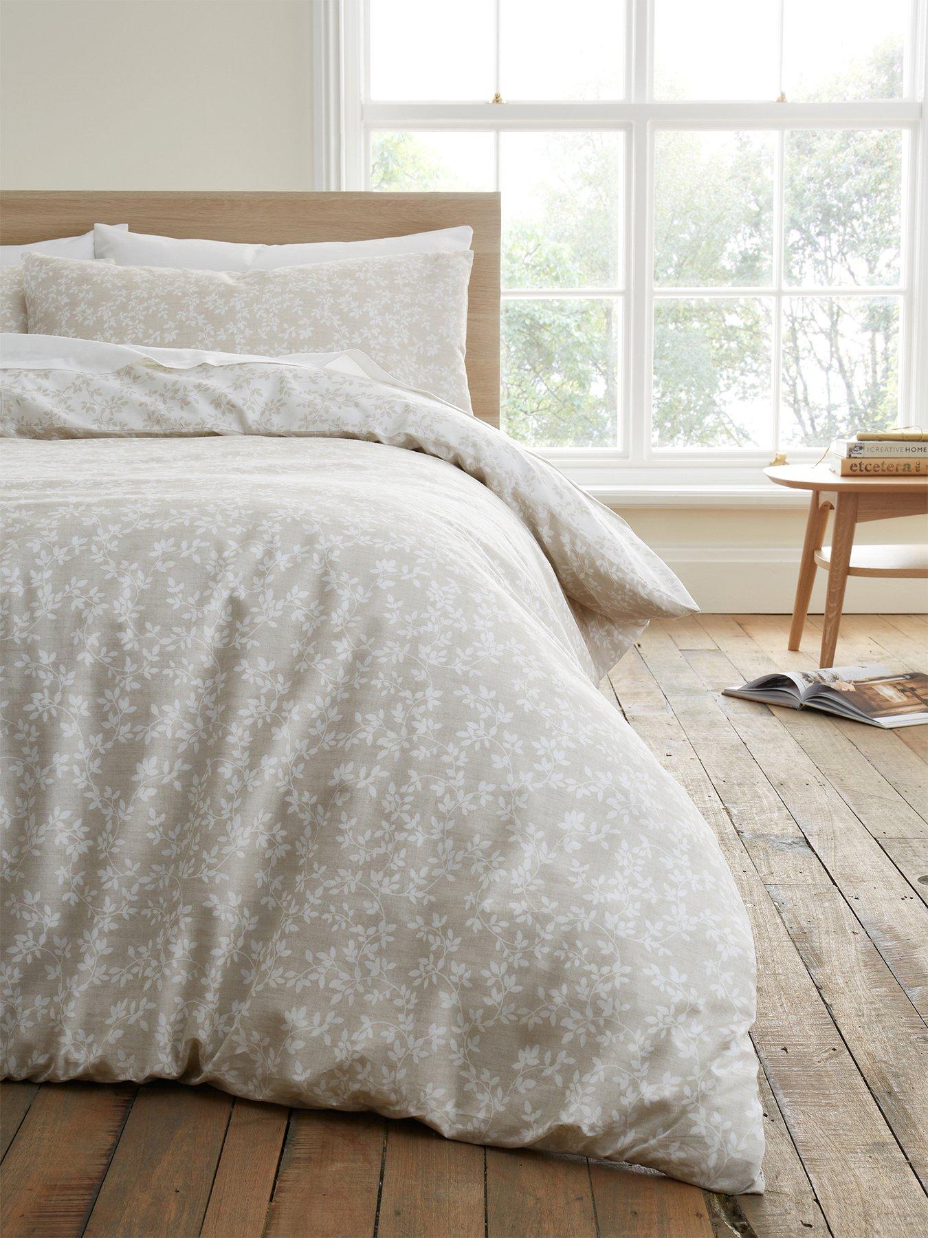 Image 6 of 6 of Bianca Shadow Leaves Natural 100% Cotton Duvet Set