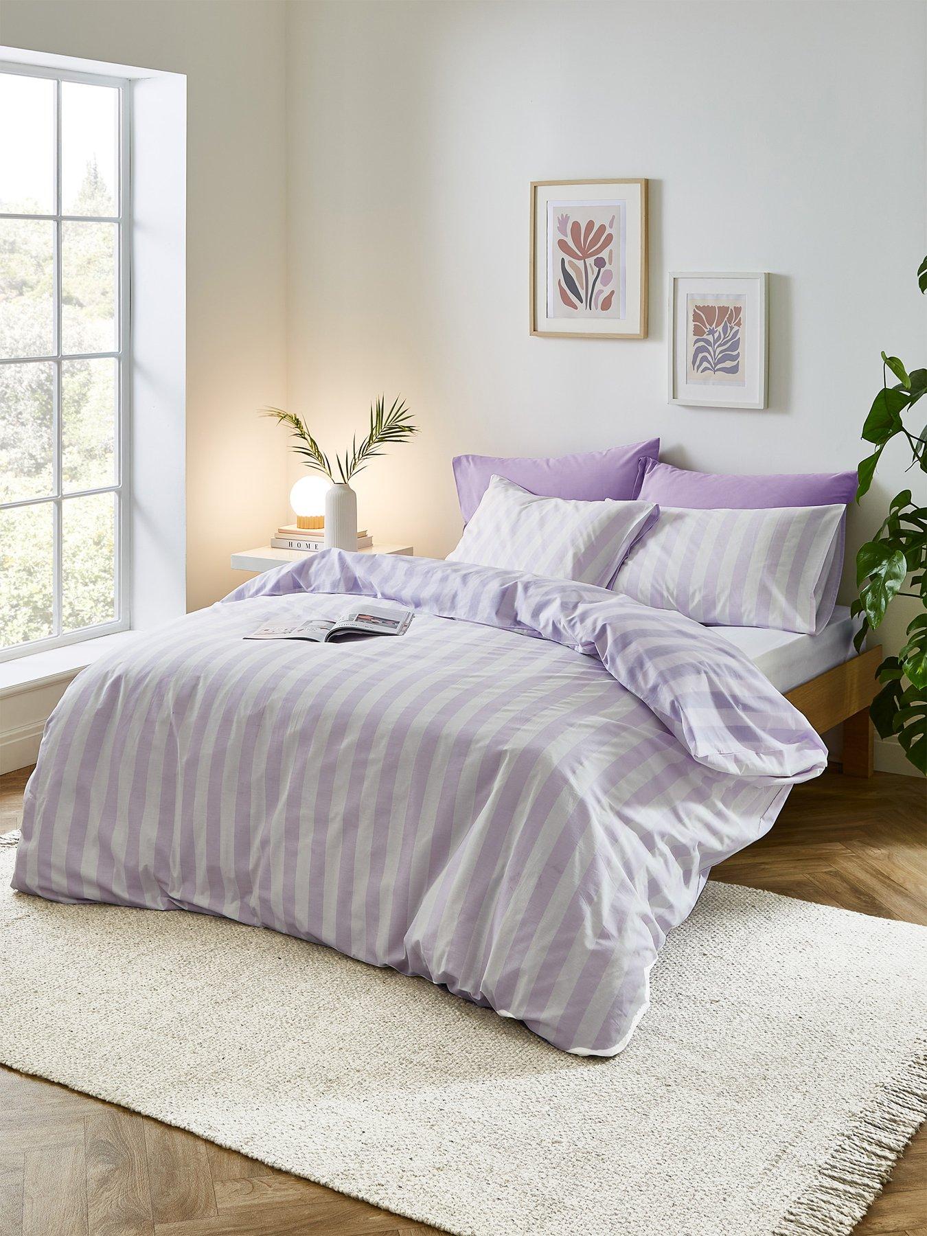 Product photograph of Sassy B Stripe Tease Duvet Cover Set - Lilac from very.co.uk