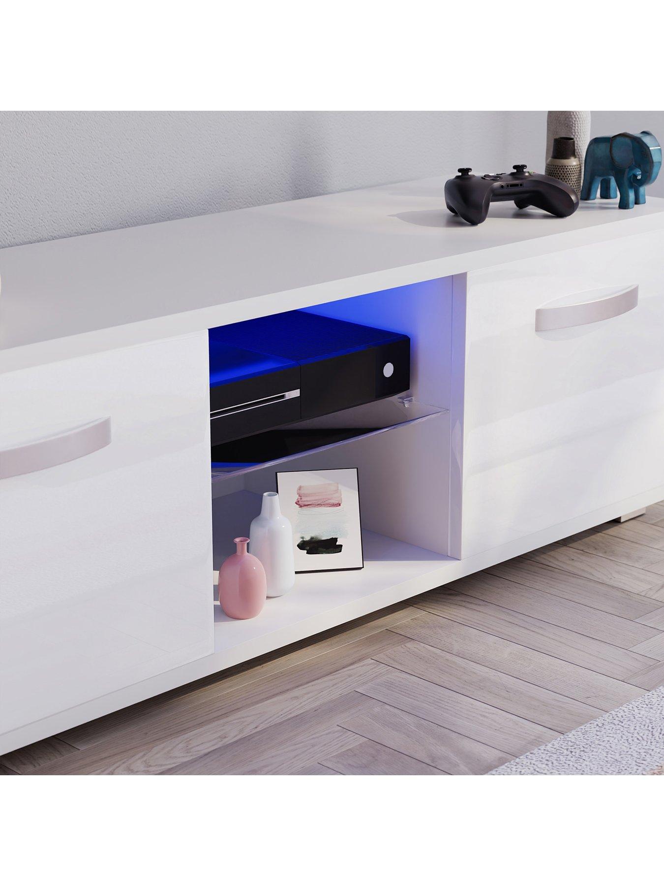 Image 4 of 7 of Vida Designs Cosmo 2 Door TV Unit with LED Lighting - fits up to 50 inch TV - White