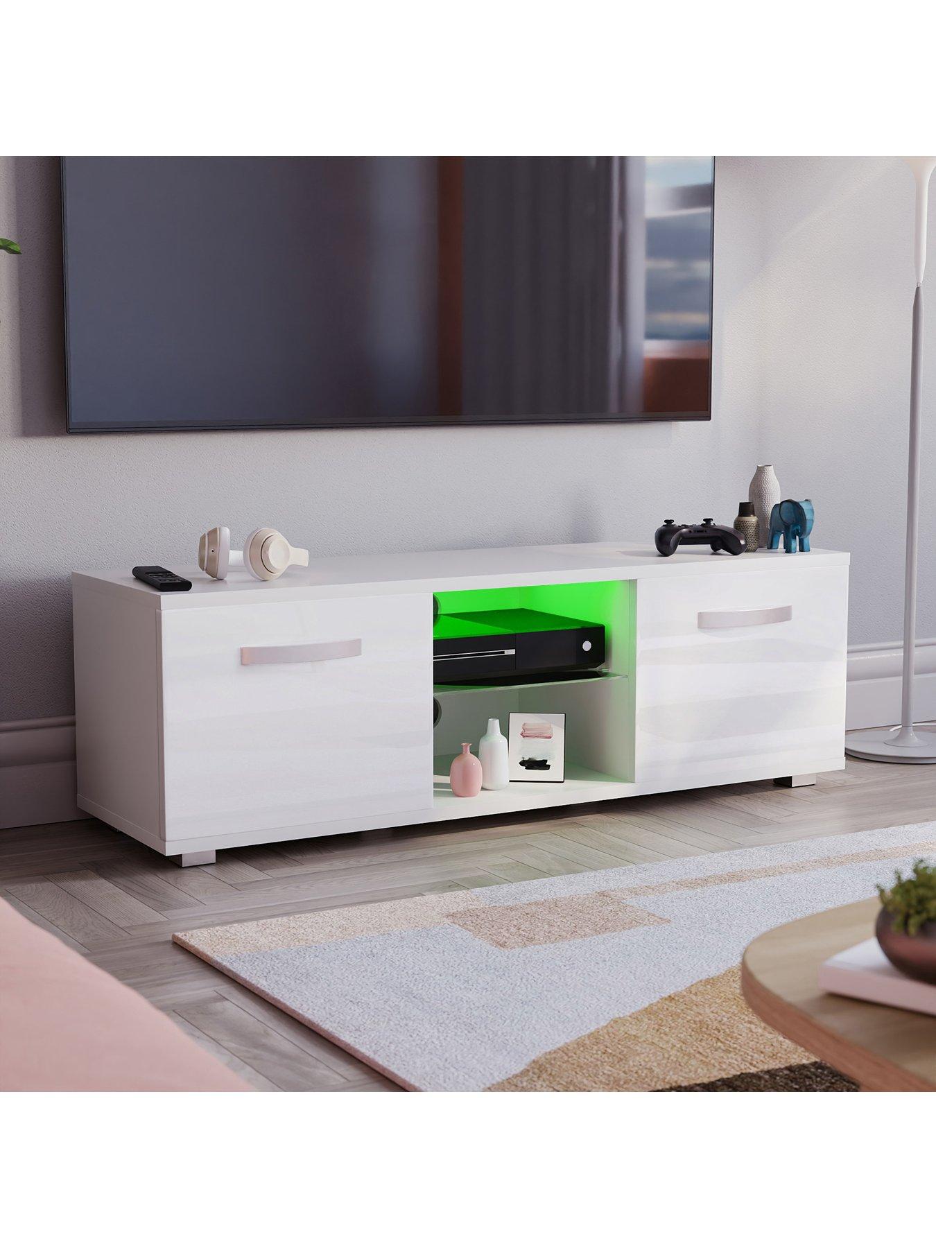 Image 6 of 7 of Vida Designs Cosmo 2 Door TV Unit with LED Lighting - fits up to 50 inch TV - White