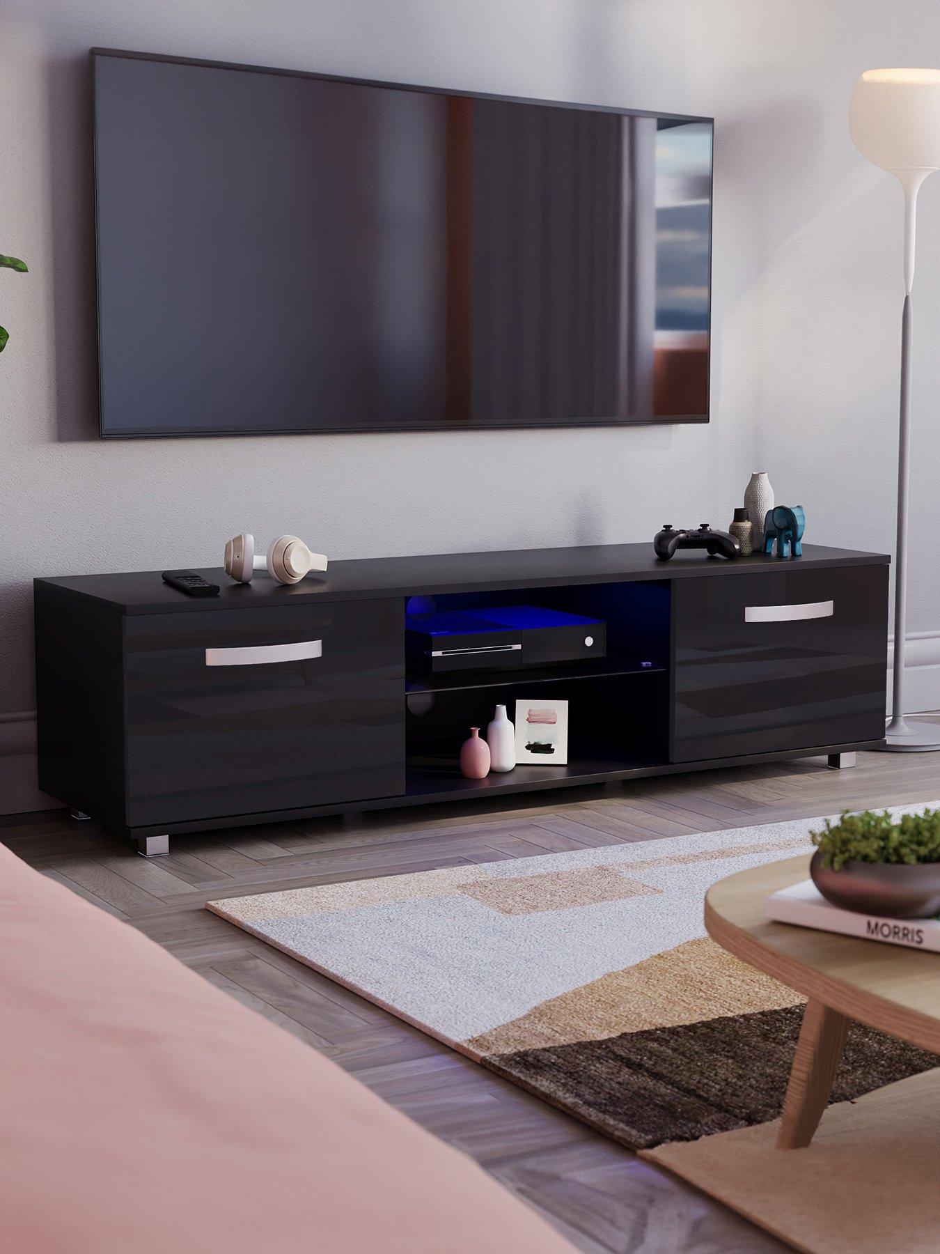 Image 1 of 7 of Vida Designs Cosmo 2 Door TV Unit with LED Lighting - fits up to 60 inch TV - Black