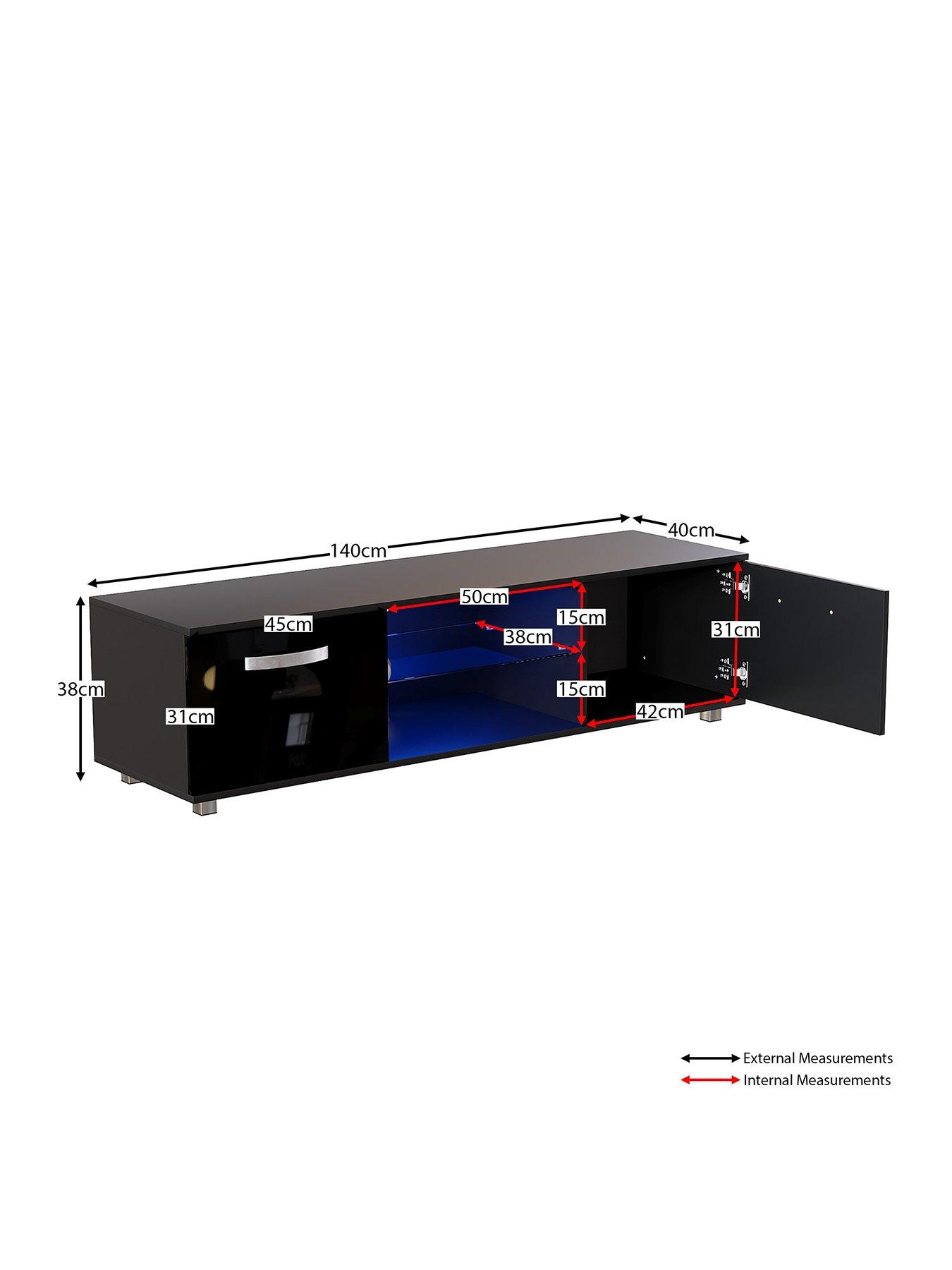 Image 2 of 7 of Vida Designs Cosmo 2 Door TV Unit with LED Lighting - fits up to 60 inch TV - Black