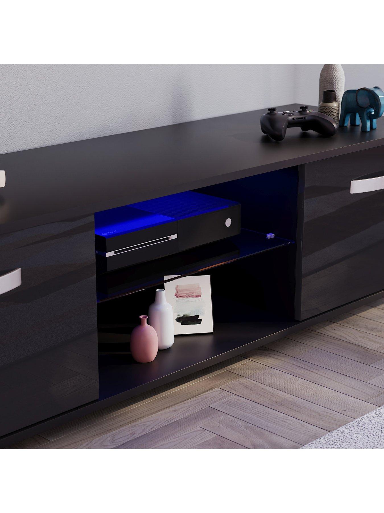 Image 4 of 7 of Vida Designs Cosmo 2 Door TV Unit with LED Lighting - fits up to 60 inch TV - Black