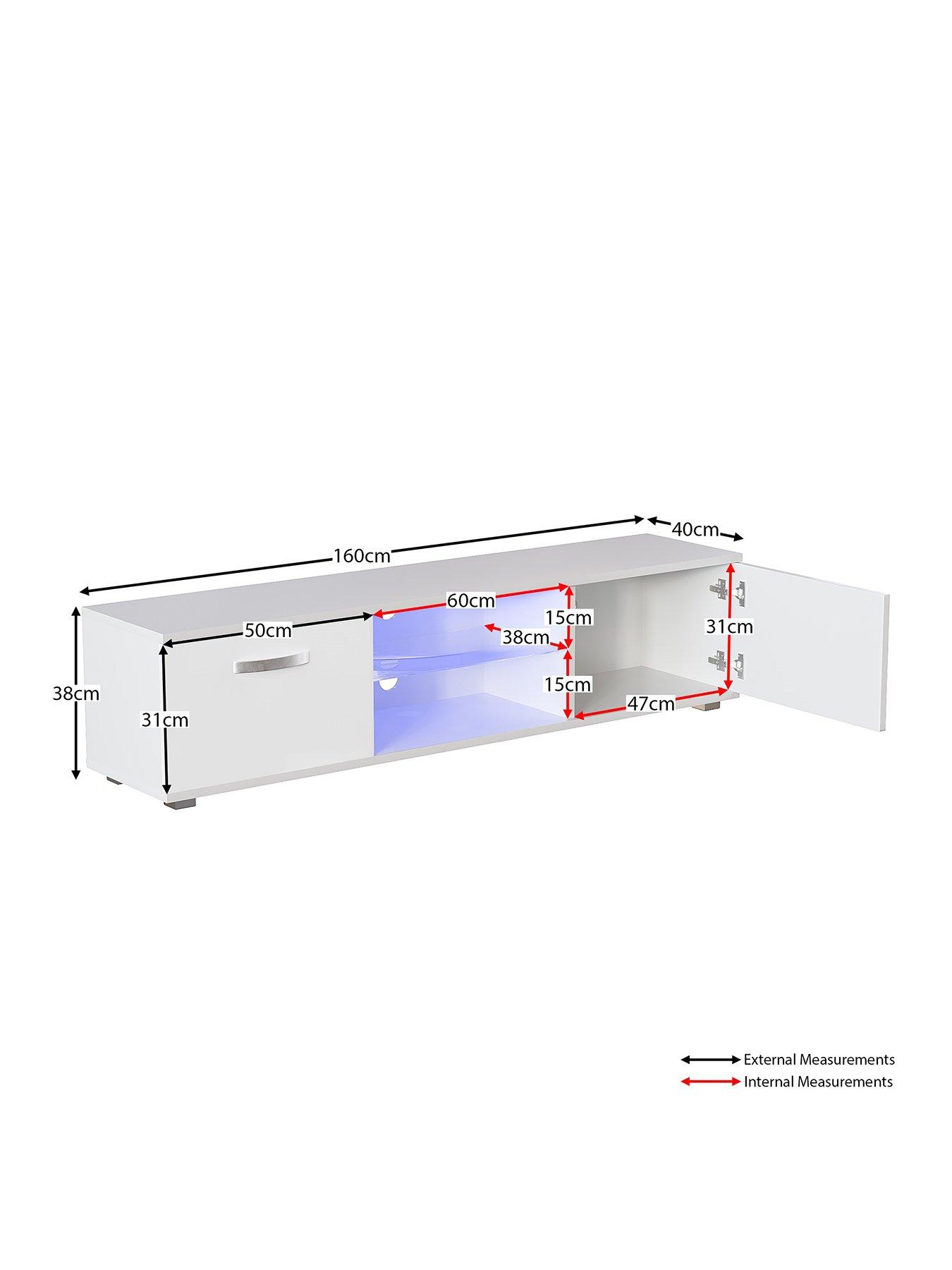 Image 2 of 7 of Vida Designs Cosmo 2 Door TV Unit with LED Lighting - fits up to 70 inch TV - White