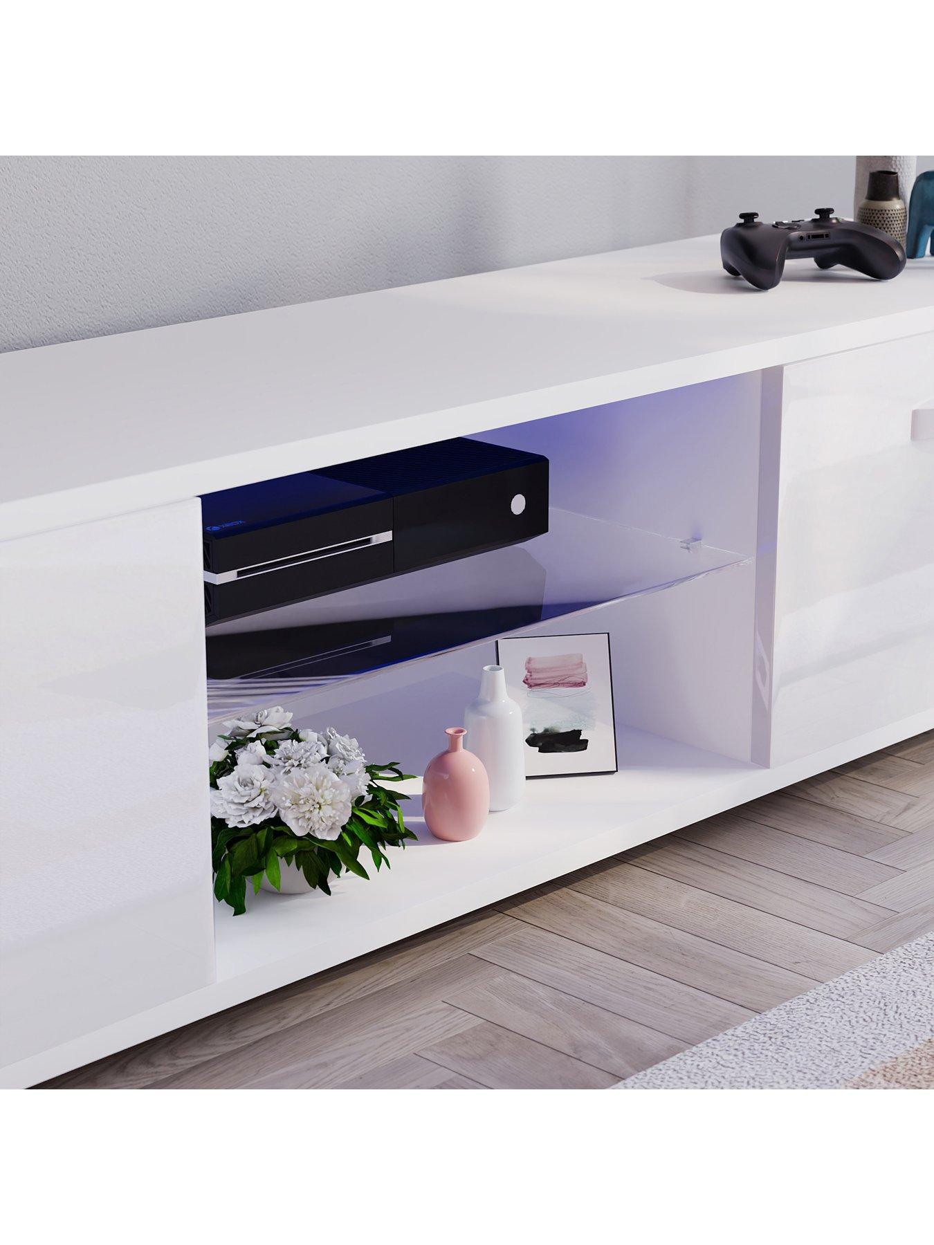 Image 4 of 7 of Vida Designs Cosmo 2 Door TV Unit with LED Lighting - fits up to 70 inch TV - White