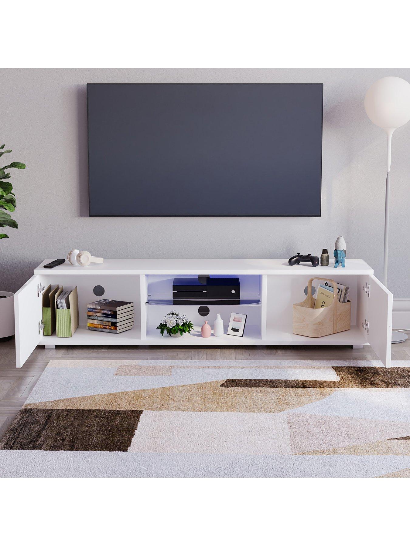 Image 5 of 7 of Vida Designs Cosmo 2 Door TV Unit with LED Lighting - fits up to 70 inch TV - White