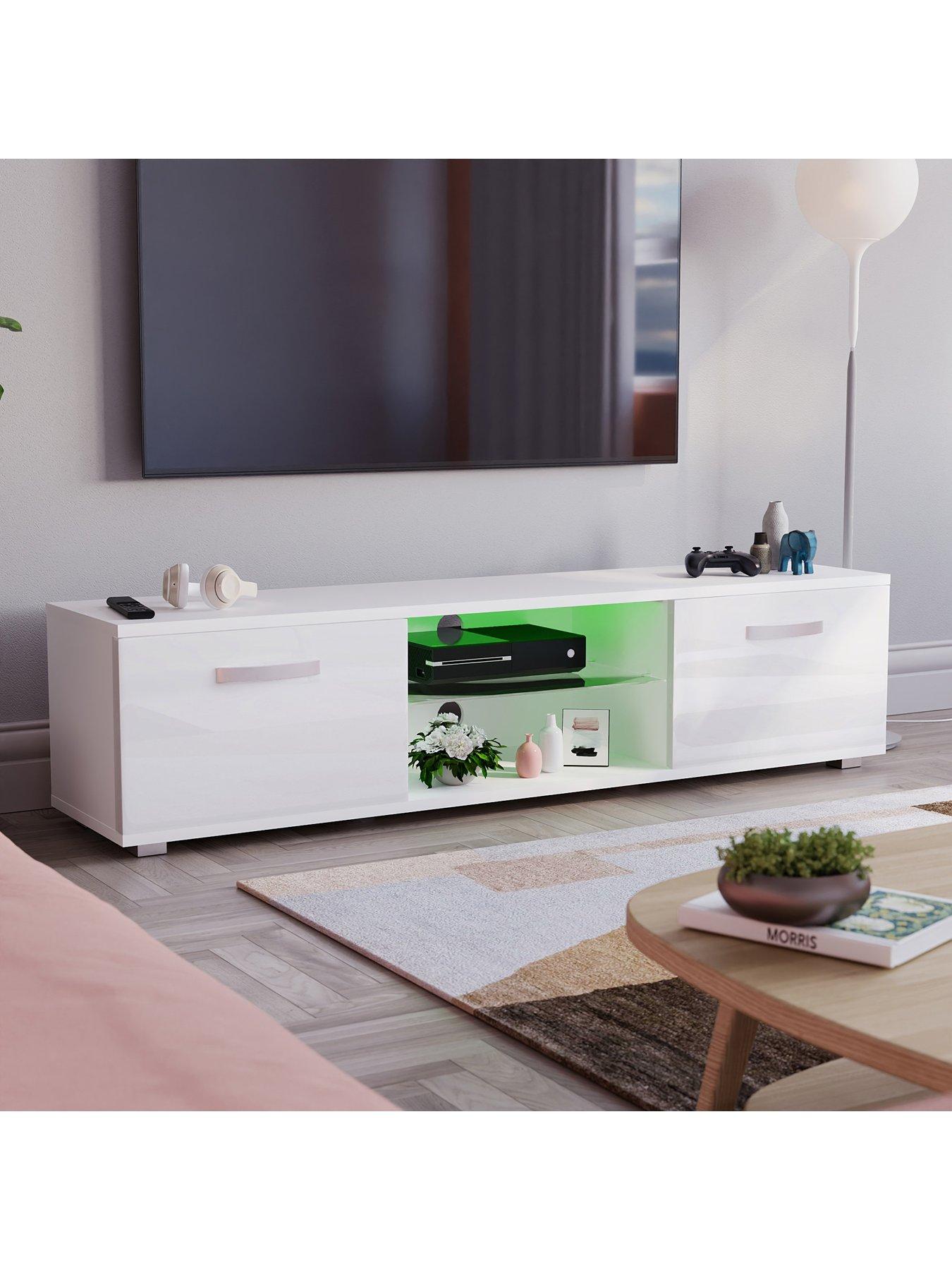 Image 6 of 7 of Vida Designs Cosmo 2 Door TV Unit with LED Lighting - fits up to 70 inch TV - White