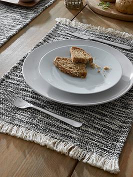 Product photograph of Pineapple Elephant Pack Of 2 Textured Frayed Edge Placemats In Black from very.co.uk