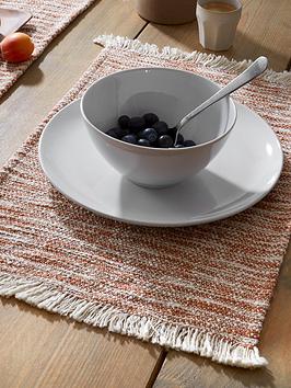 Product photograph of Pineapple Elephant Pack Of 2 Textured Frayed Edge Placemats In Terracotta from very.co.uk