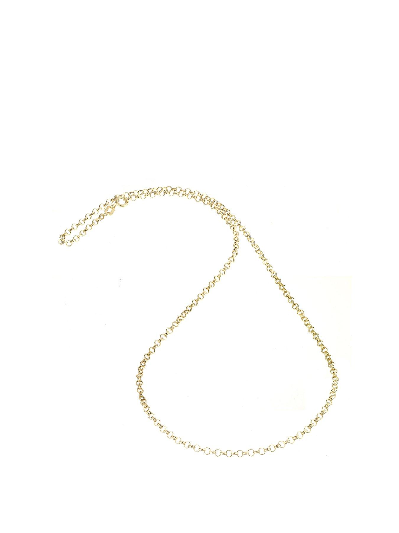 undefined 9ct Yellow Gold Necklace. 20 Inch Dainty Belcher Chain